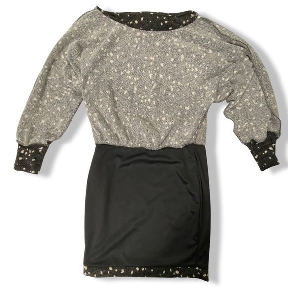 Sweater Dress, Roomy Sleeves Tight Skirt & Wide Neckline, Black & Cream, NWOT - Picture 3 of 10